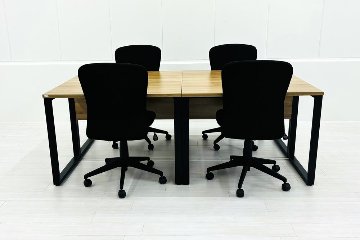 【関東送料無料】 4人分 机椅子セット アレット 中古 ALetto デスクセット デスク＆チェア チェア付き 中古オフィス家具 1000/600/720の画像