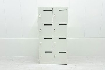 オカムラ レクトライン 8人用ロッカー 中古 モバイル収納 メール投函口 中古オフィス家具 900/450/1810 ホワイト ダイヤル錠の画像