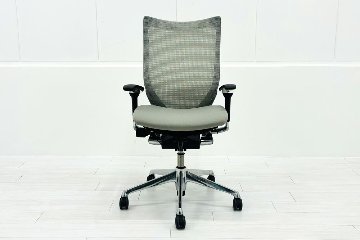 オカムラ バロンチェア 中古 OKAMURA Baron 可動肘 ハイバック 中古オフィス家具 ライトグレーの画像