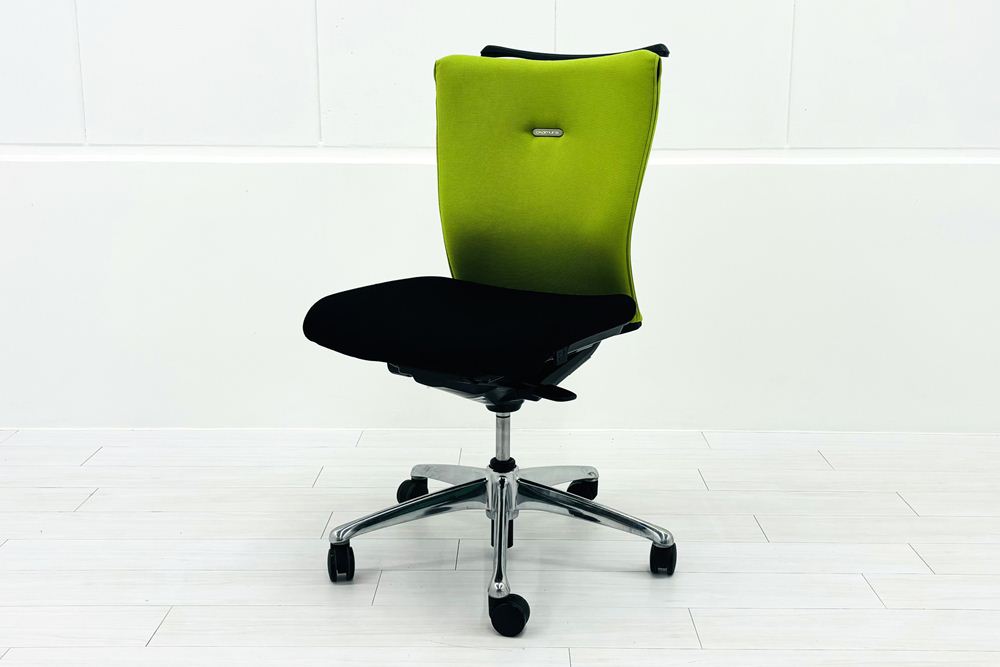 フィーゴチェア オカムラ フィーゴ 中古 オフィスチェア ライムグリーン ミドルバック  中古オフィス家具の画像