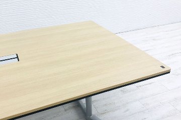 オカムラ ラティオ 幅2400 ミーティングテーブル 会議机 中古オフィス家具 ネオウッドライト 2400/1200/720の画像