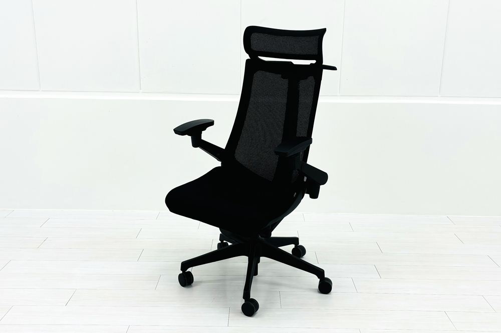 イトーキ アクトチェア 2019年製 中古 エクストラハイバック Act 事務椅子 ITOKI 中古オフィス家具 ブラックの画像