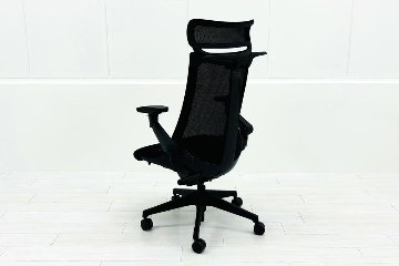 イトーキ アクトチェア 2019年製 中古 エクストラハイバック Act 事務椅子 ITOKI 中古オフィス家具 ブラックの画像