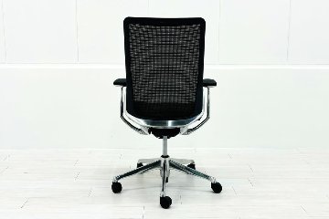 コーラルチェア ハイバック オカムラ 中古 背メッシュ 固定肘 中古オフィス家具 中古チェア Choral ブラックの画像