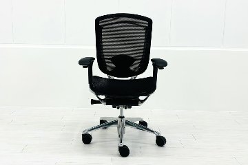 オカムラ コンテッサチェア 中古 2016年製 Contessa メッシュ ポリッシュフレーム 可動肘 中古オフィス家具 高機能チェア ブラックの画像