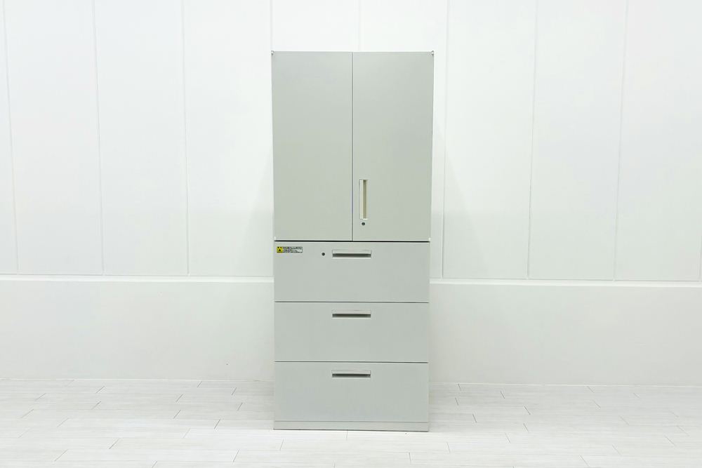 ハイパーストレージ 【両開き＋ラテラルセット】 3段ラテラル書庫 両開き書庫 スチール書庫 中古 内田洋行 中古オフィス家具 ホワイト 900/450/2155の画像