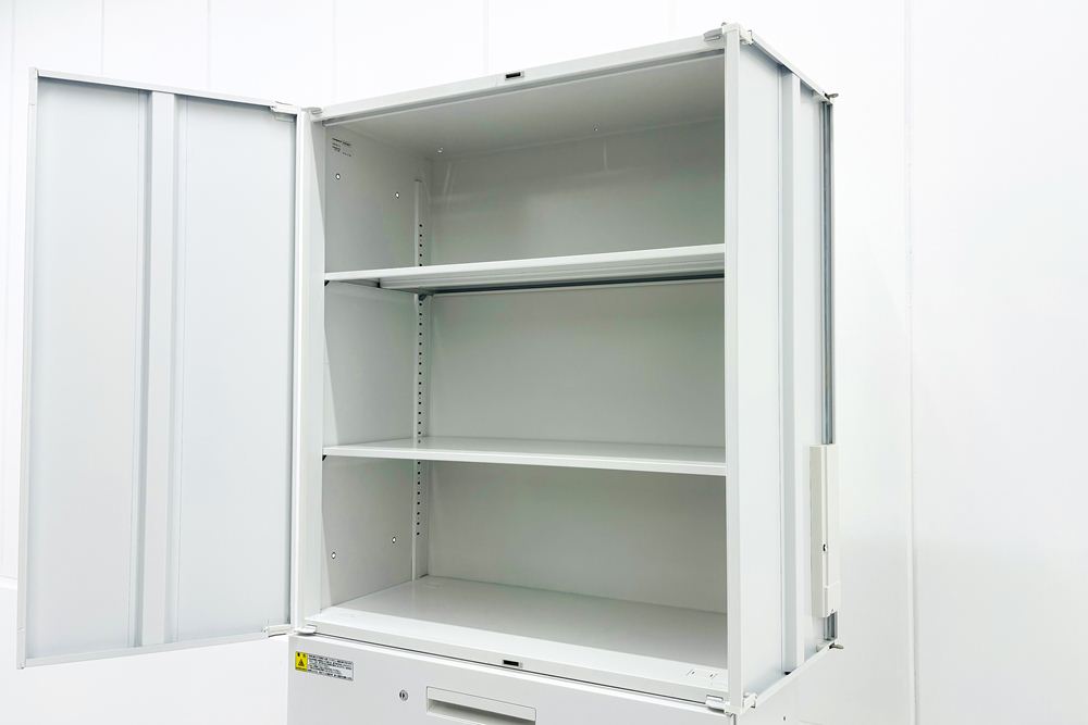 ハイパーストレージ 【両開き＋ラテラルセット】 3段ラテラル書庫 両開き書庫 スチール書庫 中古 内田洋行 中古オフィス家具 ホワイト 900/450/2155の画像