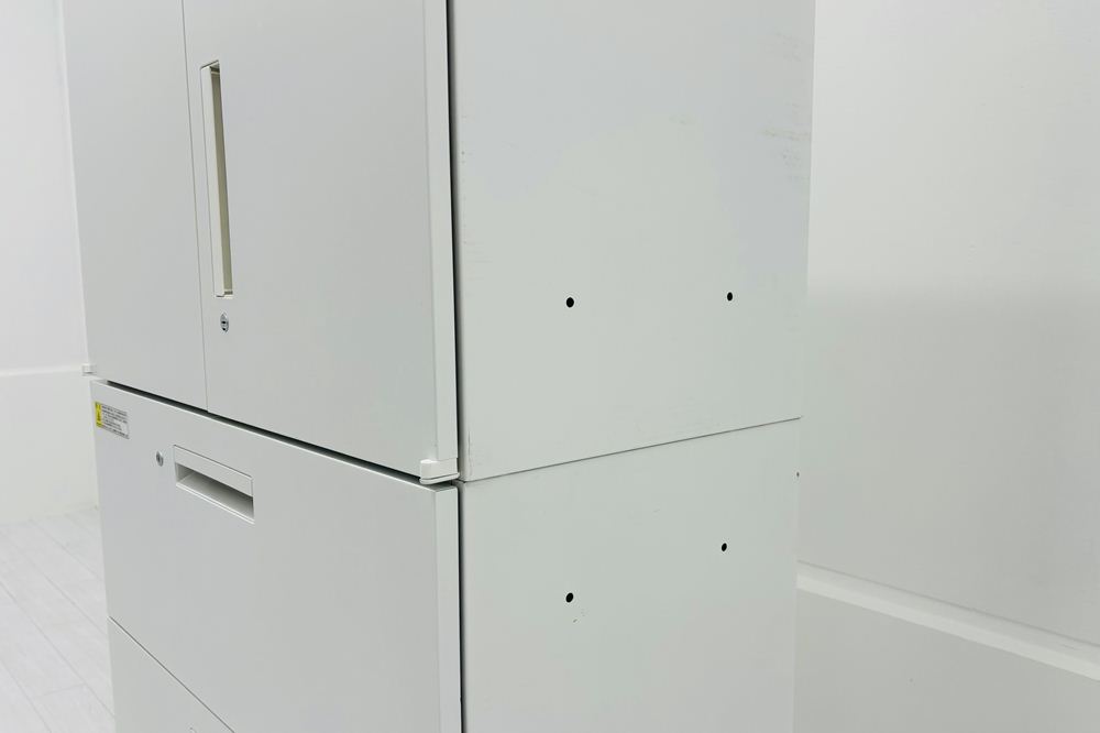 ハイパーストレージ 【両開き＋ラテラルセット】 3段ラテラル書庫 両開き書庫 スチール書庫 中古 内田洋行 中古オフィス家具 ホワイト 900/450/2155の画像