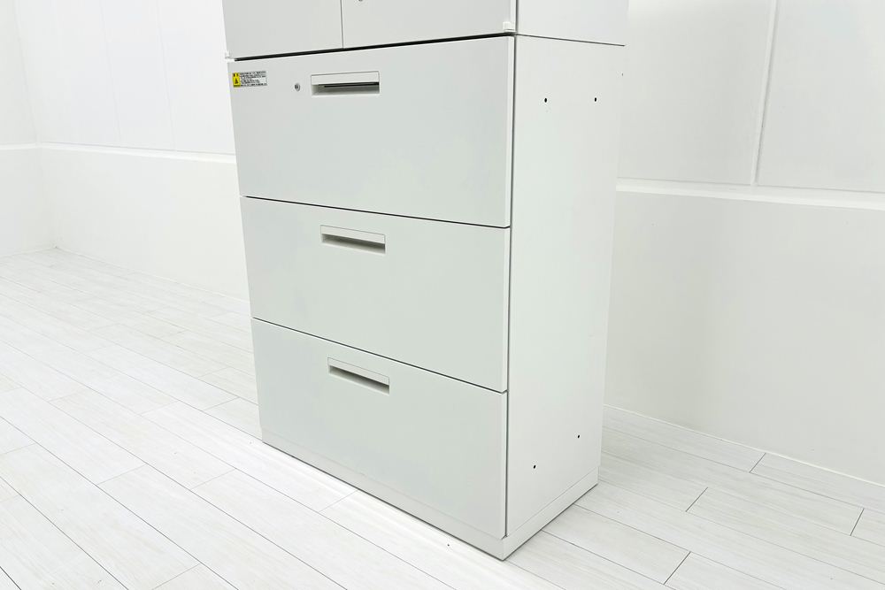 ハイパーストレージ 【両開き＋ラテラルセット】 3段ラテラル書庫 両開き書庫 スチール書庫 中古 内田洋行 中古オフィス家具 ホワイト 900/450/2155の画像