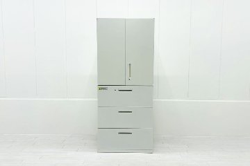 ハイパーストレージ 【両開き＋ラテラルセット】 3段ラテラル書庫 両開き書庫 スチール書庫 中古 内田洋行 中古オフィス家具 ホワイト 900/450/2155の画像