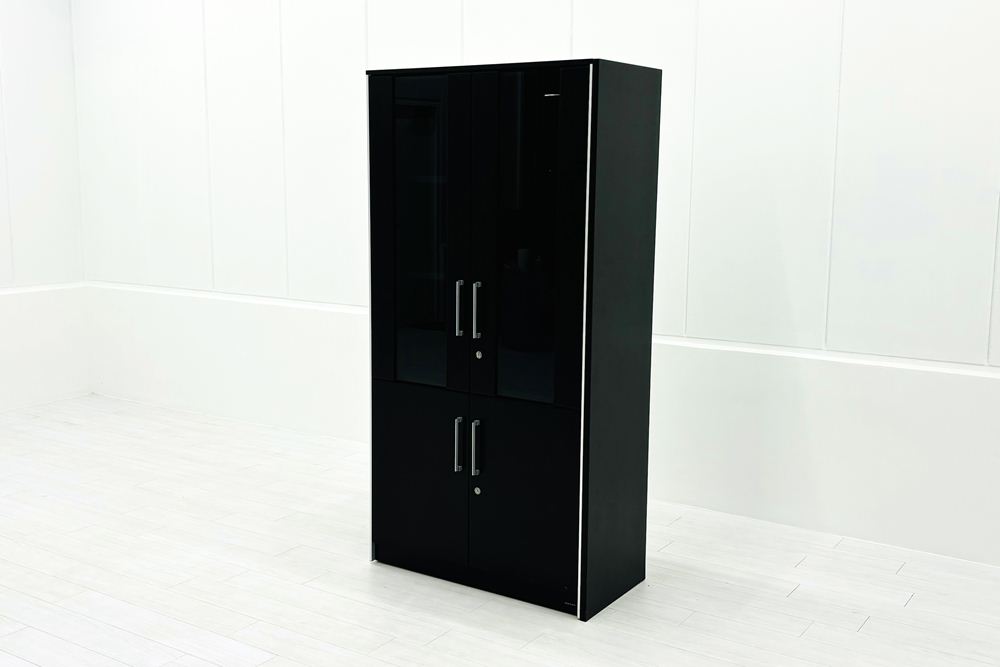 オカムラ ガラス書庫 ガラス書架 収納家具 中古書架 中古オフィス家具 役員収納家具 920/450/1800の画像