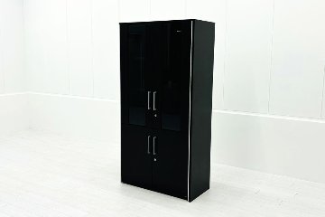 オカムラ ガラス書庫 ガラス書架 収納家具 中古書架 中古オフィス家具 役員収納家具 920/450/1800の画像