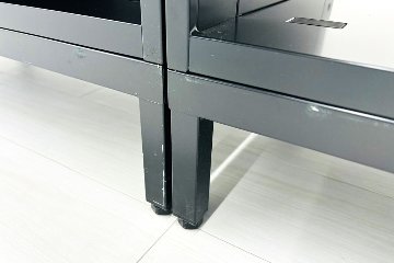 【2台セット】 コクヨ エディア 中古 木目パネル付き オープン書庫 スチールキャビネット 収納家具 中古オフィス家具 ブラック 900/450/1240の画像