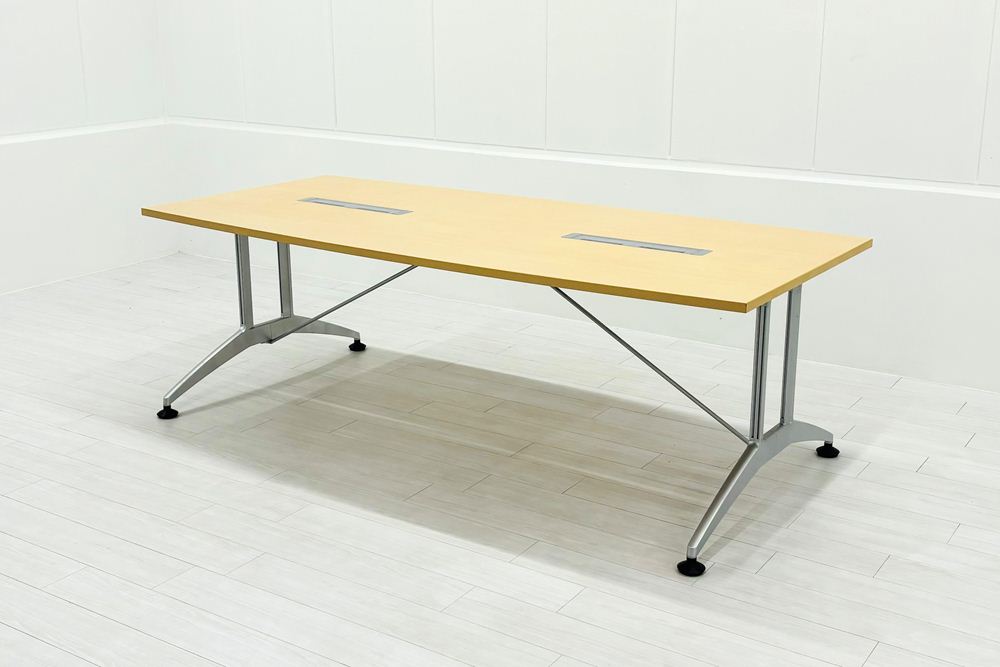 舟形天板 プラス PULS ミーティングテーブル 中古 小型会議テーブル 中古オフィス家具 2200/1000/720の画像