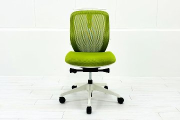 中古オフィスチェア オカムラ シルフィーチェア 中古 2017年製 ローバック 肘無 Sylphy メッシュ 中古オフィス家具 ライムグリーンの画像