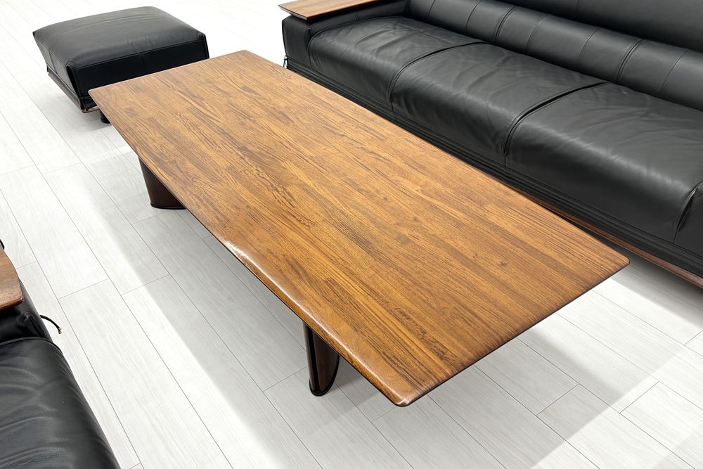 カリモク 応接家具セット 中古 【6点セット】応接ソファ 高級家具 革 レザー 中古オフィス家具の画像