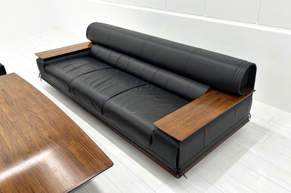 カリモク 応接家具セット 中古 【6点セット】応接ソファ 高級家具 革 レザー 中古オフィス家具の画像