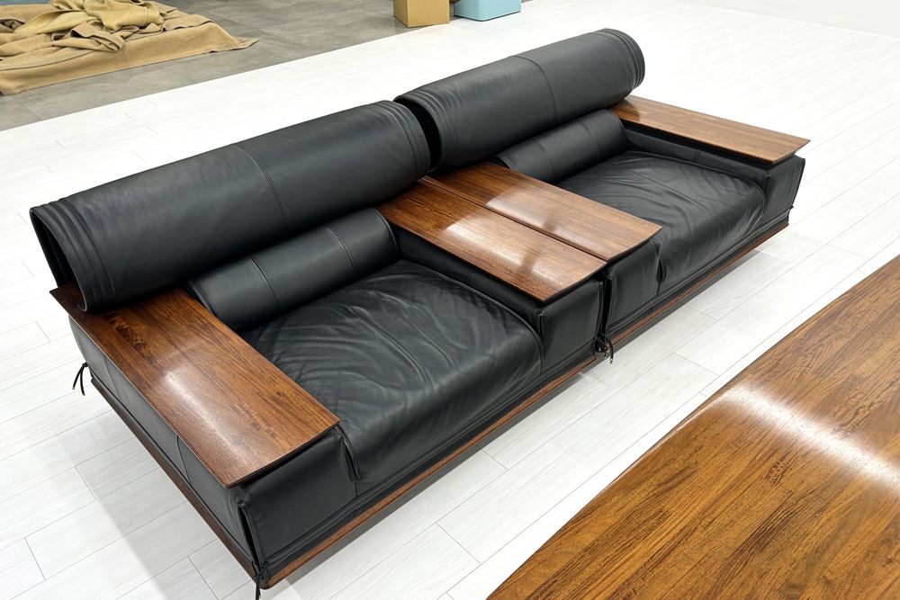 カリモク 応接家具セット 中古 【6点セット】応接ソファ 高級家具 革 レザー 中古オフィス家具の画像