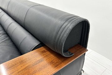 カリモク 応接家具セット 中古 【6点セット】応接ソファ 高級家具 革 レザー 中古オフィス家具の画像