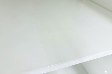 中古 オカムラ レクトライン 【上下セット】クリスタルトレイキャビネット A4浅型深型 4段３列 ガラス書庫 ホワイト クリスタルケース 中古オフィス家具 900/450/1120の画像