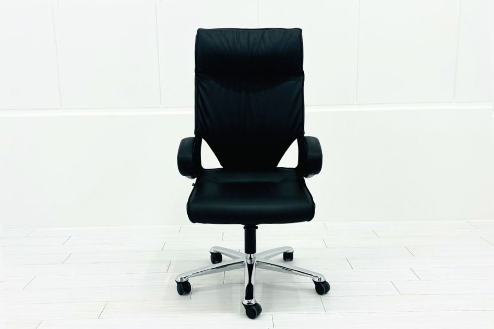  Wilkhahn Modus ウィルクハーン モダスチェア 中古 エグゼクティブチェア マネジメントチェア ブラック 中古オフィス家具 本革張り レザーの画像