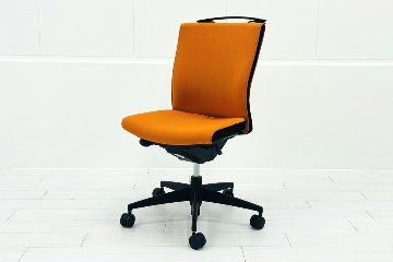 コクヨ プントチェア 中古 ローバック 肘無 KOKUYO クッション 中古オフィス家具 中古オフィスチェア オレンジの画像