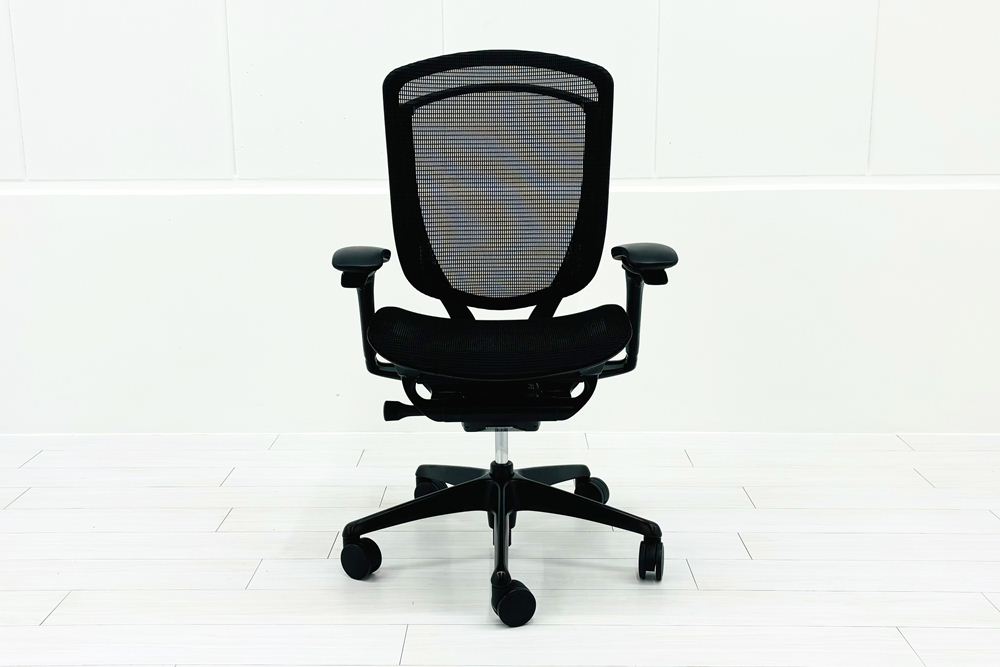 オカムラ コンテッサセコンダ 中古 2017年製 Contessa seconda コンテッサチェア 中古オフィス家具 メッシュ ブラック CC81MR-FPG1の画像