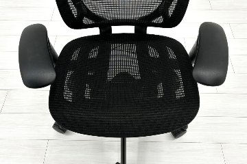 オカムラ コンテッサセコンダ 中古 2017年製 Contessa seconda コンテッサチェア 中古オフィス家具 メッシュ ブラック CC81MR-FPG1の画像