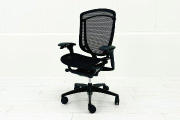 オカムラ コンテッサセコンダ 中古 2017年製 Contessa seconda コンテッサチェア 中古オフィス家具 メッシュ ブラック CC81MR-FPG1の画像