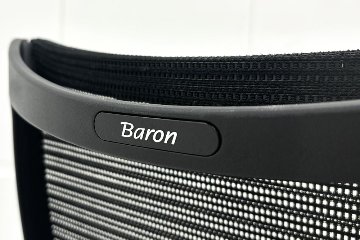 バロンチェア 中古 オカムラ Baron ブラック 可動肘 ハイバック 中古オフィス家具 座クッション 中古オフィスチェア 事務椅子の画像