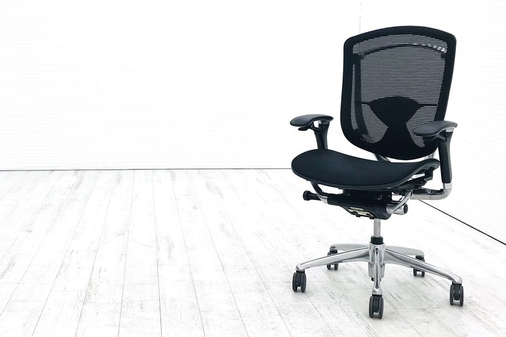 OKAMURA Contessa コンテッサチェア 中古 オカムラ メッシュ ブラック 中古オフィス家具 オフィスチェア ポリッシュフレームの画像