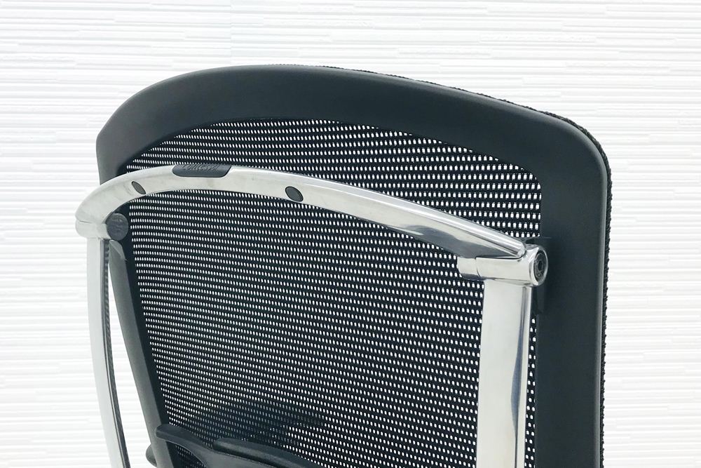 OKAMURA Contessa コンテッサチェア 中古 オカムラ メッシュ ブラック 中古オフィス家具 オフィスチェア ポリッシュフレームの画像