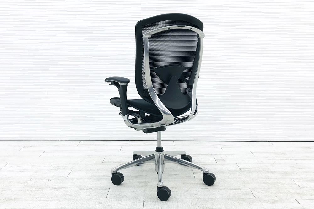 OKAMURA Contessa コンテッサチェア 中古 オカムラ メッシュ ブラック 中古オフィス家具 オフィスチェア ポリッシュフレームの画像