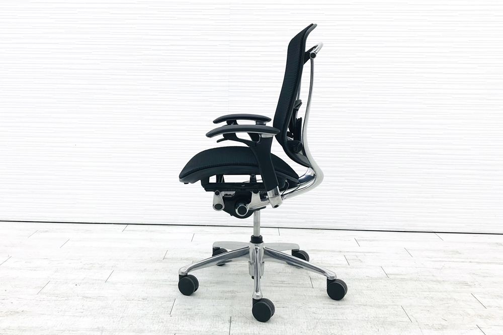 OKAMURA Contessa コンテッサチェア 中古 オカムラ メッシュ ブラック 中古オフィス家具 オフィスチェア ポリッシュフレームの画像