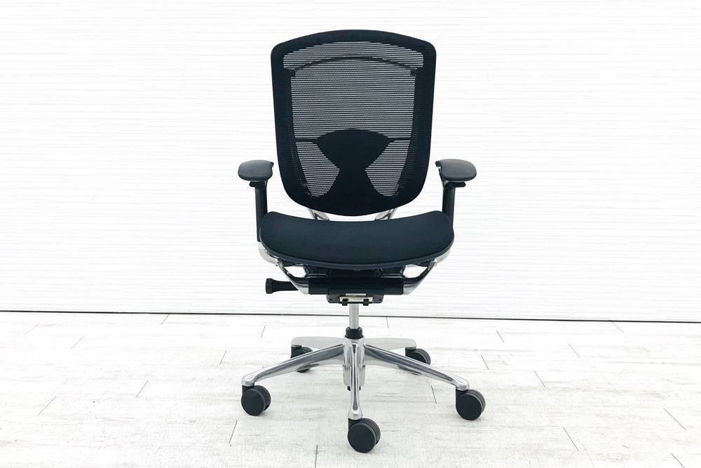 OKAMURA Contessa コンテッサチェア 中古 オカムラ メッシュ ブラック 中古オフィス家具 オフィスチェア ポリッシュフレームの画像