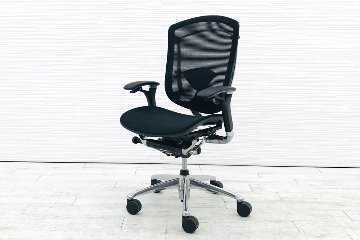 OKAMURA Contessa コンテッサチェア 中古 オカムラ メッシュ ブラック 中古オフィス家具 オフィスチェア ポリッシュフレームの画像