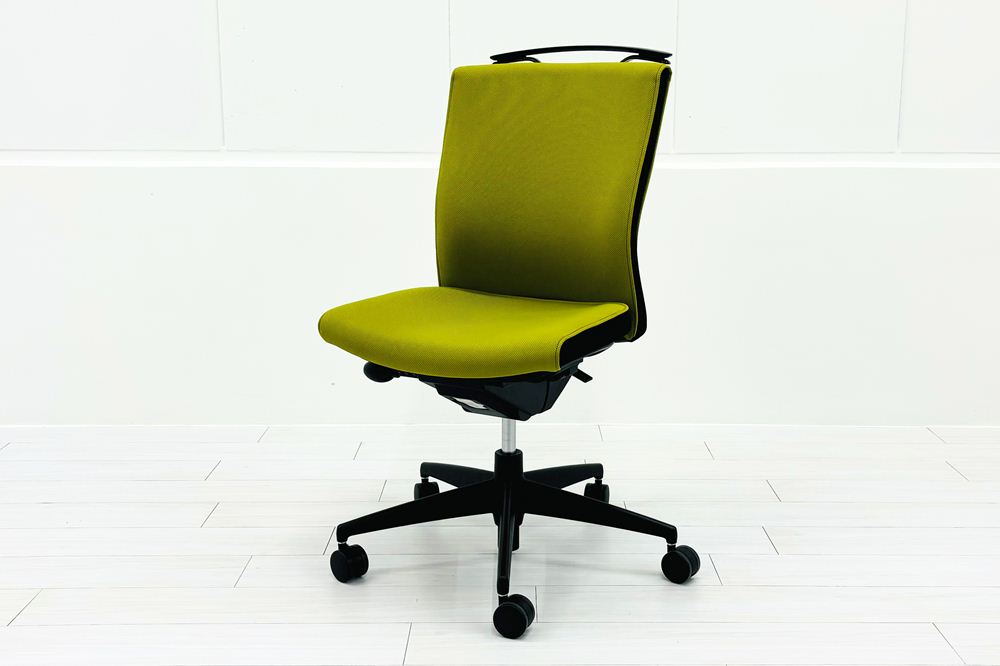 コクヨ プントチェア 中古 ローバック 肘無 KOKUYO クッション 中古オフィス家具 中古オフィスチェア リーフグリーンの画像