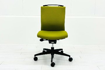 コクヨ プントチェア 中古 ローバック 肘無 KOKUYO クッション 中古オフィス家具 中古オフィスチェア リーフグリーンの画像