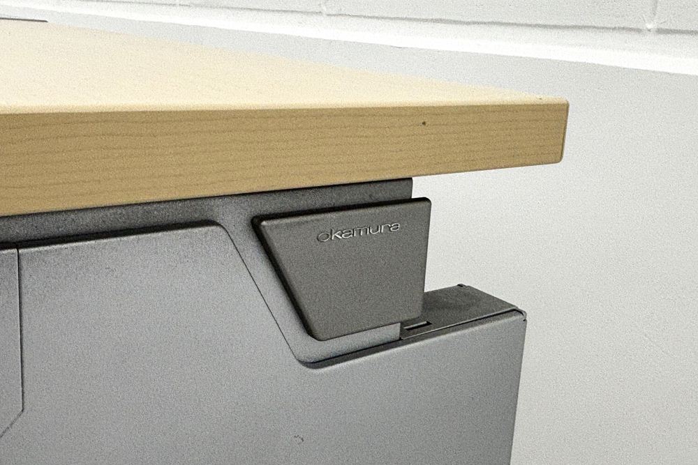 オカムラ プロユニット L型デスク L字デスク 中古 Ｌ字机 中古デスク 中古オフィス家具 オフィスデスク 事務机 1600/1400/720 左550の画像