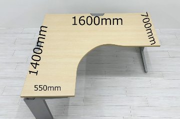 オカムラ プロユニット L型デスク L字デスク 中古 Ｌ字机 中古デスク 中古オフィス家具 オフィスデスク 事務机 1600/1400/720 左550の画像