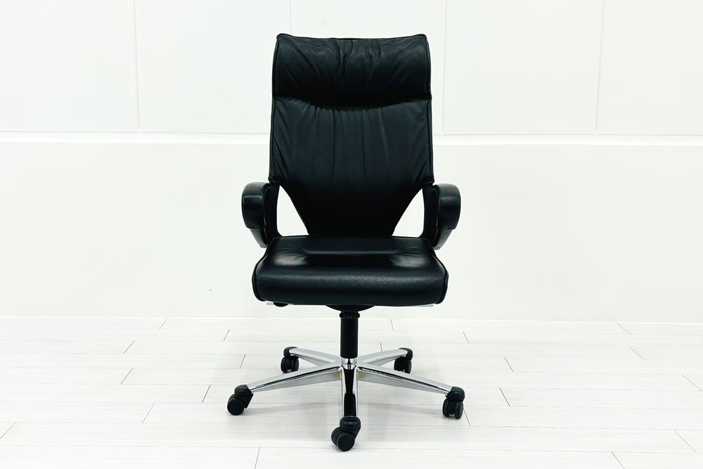  Wilkhahn Modus ウィルクハーン モダスチェア 中古 エグゼクティブチェア マネジメントチェア ブラック 中古オフィス家具 本革張り レザーの画像