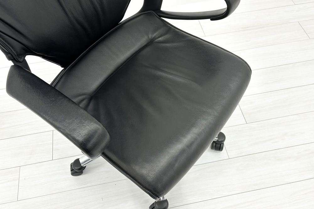  Wilkhahn Modus ウィルクハーン モダスチェア 中古 エグゼクティブチェア マネジメントチェア ブラック 中古オフィス家具 本革張り レザーの画像