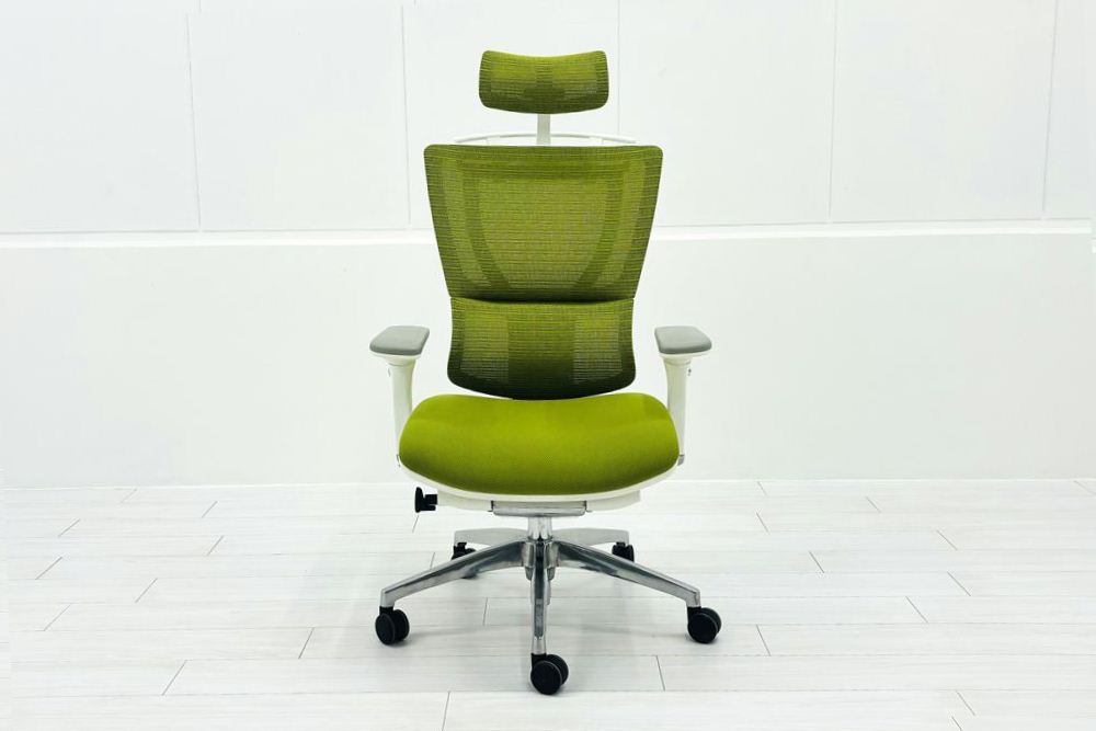 Ergohuman Fit エルゴヒューマン フィット ヘッドレスト付き 中古 中古チェア 高機能チェア 3Dメッシュ グリーンの画像