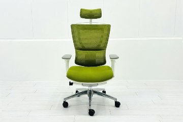 Ergohuman Fit エルゴヒューマン フィット ヘッドレスト付き 中古 中古チェア 高機能チェア 3Dメッシュ グリーンの画像