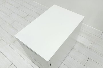 コクヨ ISシリーズ 2段ワゴン 中古 キャビネット 収納家具 袖机 脇机 ホワイト ワゴン2段 中古オフィス家具 シリンダー錠 395/602/600の画像
