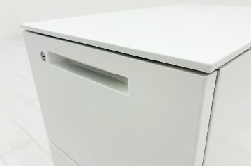 コクヨ ISシリーズ 2段ワゴン 中古 キャビネット 収納家具 袖机 脇机 ホワイト ワゴン2段 中古オフィス家具 シリンダー錠 395/602/600の画像