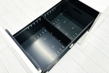 コクヨ ISシリーズ 2段ワゴン 中古 キャビネット 収納家具 袖机 脇机 ホワイト ワゴン2段 中古オフィス家具 シリンダー錠 395/602/600の画像