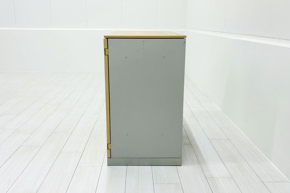 オカムラ レクトライン 2段両開き書庫 中古 スチール書庫 キャビネット 中古オフィス家具 ネオウッドライト 900/450/775 シリンダー錠の画像