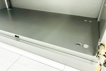 オカムラ レクトライン 2段両開き書庫 中古 スチール書庫 キャビネット 中古オフィス家具 ネオウッドライト 900/450/775 シリンダー錠の画像