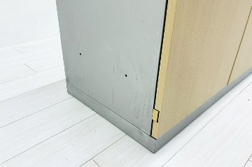オカムラ レクトライン 2段両開き書庫 中古 スチール書庫 キャビネット 中古オフィス家具 ネオウッドライト 900/450/775 シリンダー錠の画像